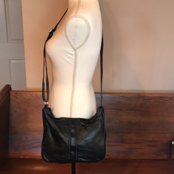 BLACK LEATHER PATCHWORK PURSE WITH MATCHING COIN PURSE - Picture 4 of 13